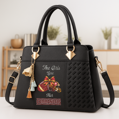 LIMITED EDITION - NEW CUSTOMIZED NFL12 WTC WASHINGTON COMMANDERS WOMEN'S ZIP HANDBAG MULTICOLOR