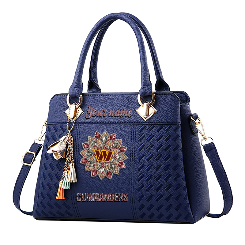 LIMITED EDITION - NEW CUSTOMIZED NFL12 WTC WASHINGTON COMMANDERS WOMEN'S ZIP HANDBAG MULTICOLOR