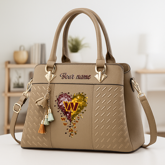 LIMITED EDITION - NEW CUSTOMIZED NFL12 WTC WASHINGTON COMMANDERS ZIP HANDBAG MULTICOLOR