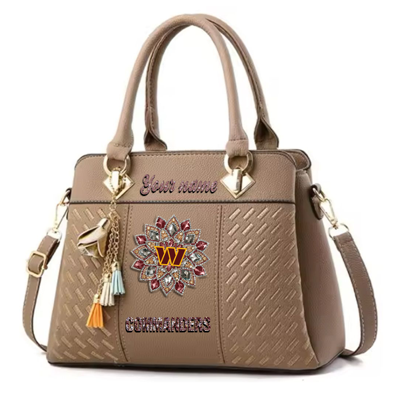 LIMITED EDITION - NEW CUSTOMIZED NFL12 WTC WASHINGTON COMMANDERS WOMEN'S ZIP HANDBAG MULTICOLOR