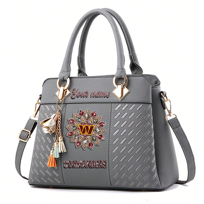 LIMITED EDITION - NEW CUSTOMIZED NFL12 WTC WASHINGTON COMMANDERS WOMEN'S ZIP HANDBAG MULTICOLOR