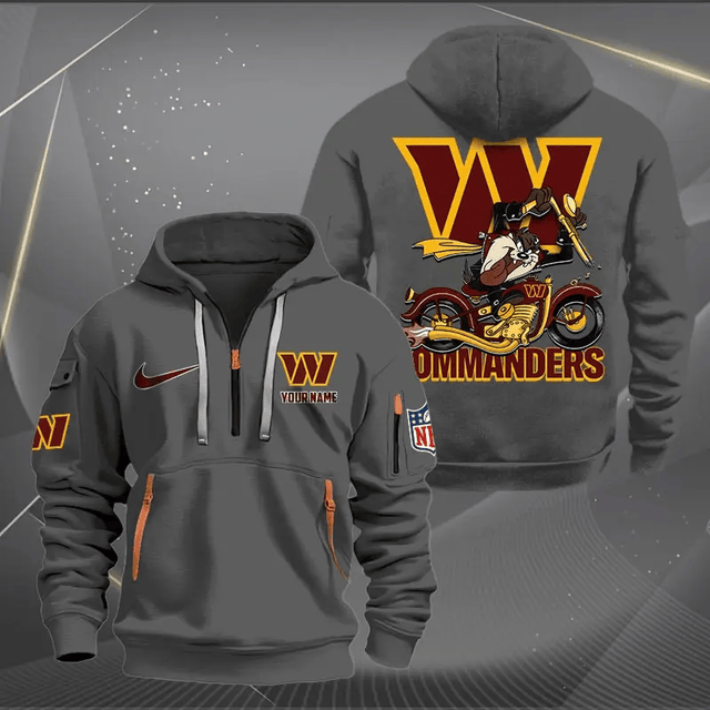 [SPECIAL OFFER] NEW CUSTOMIZED NFL12 WTC WASHINGTON COMMANDERS MUTICOLOR QUARTER ZIP HOODIE