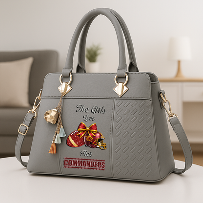 LIMITED EDITION - NEW CUSTOMIZED NFL12 WTC WASHINGTON COMMANDERS WOMEN'S ZIP HANDBAG MULTICOLOR