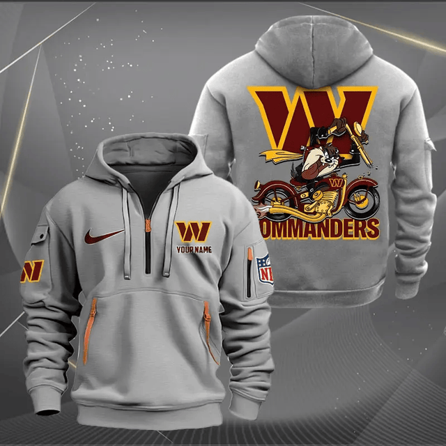 [SPECIAL OFFER] NEW CUSTOMIZED NFL12 WTC WASHINGTON COMMANDERS MUTICOLOR QUARTER ZIP HOODIE