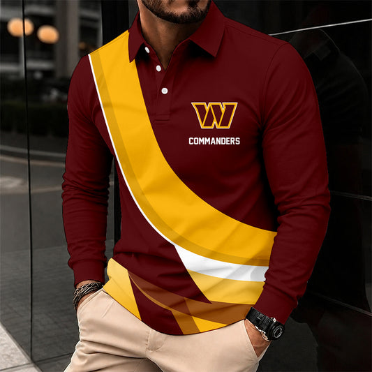 [SPECIAL OFFER] NEW CUSTOMIZED NFL12 WTC WASHINGTON COMMANDERS LONG SLEEVE POLO SHIRT