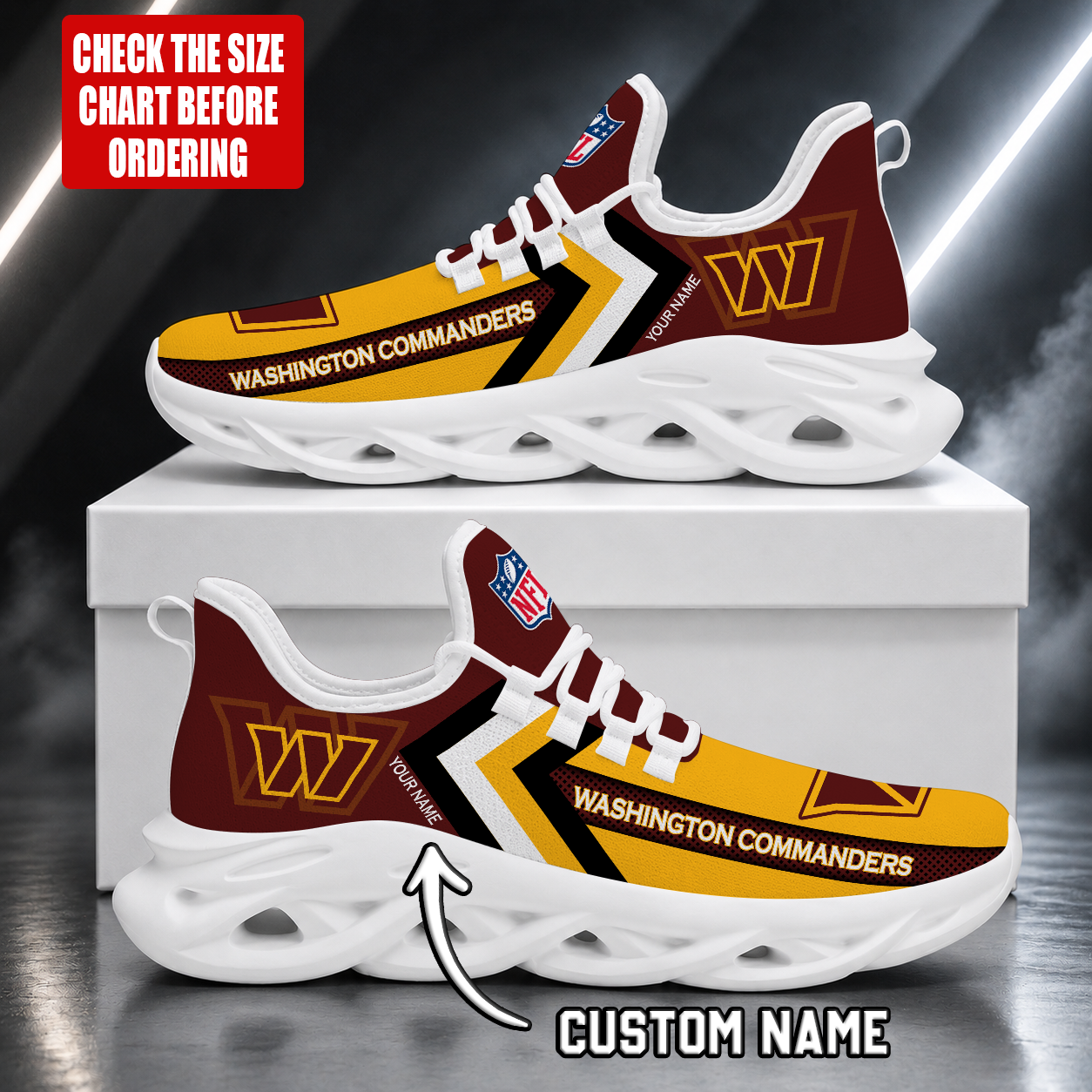 LIMITED EDITION - NEW CUSTOMIZED NFL12 WTC WASHINGTON COMMANDERS UNISEX MAX SOUL SHOES