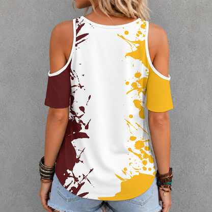 [SPECIAL OFFER] NEW CUSTOMIZED NFL12 WTC WASHINGTON COMMANDERS CRISS CROSS V-NECK TOP