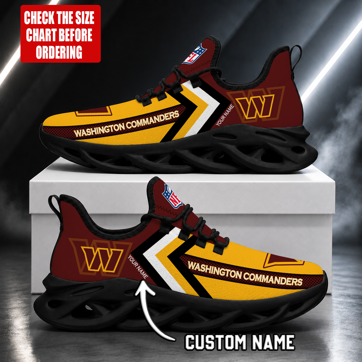 LIMITED EDITION - NEW CUSTOMIZED NFL12 WTC WASHINGTON COMMANDERS UNISEX MAX SOUL SHOES