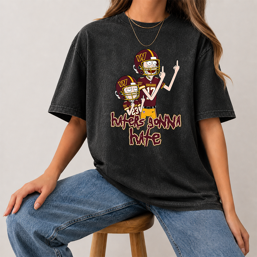 [SPECIAL OFFER] NEW CUSTOMIZED NFL12 WTC WASHINGTON COMMANDERS FUNNY MULTICOLOR WASHED TEE