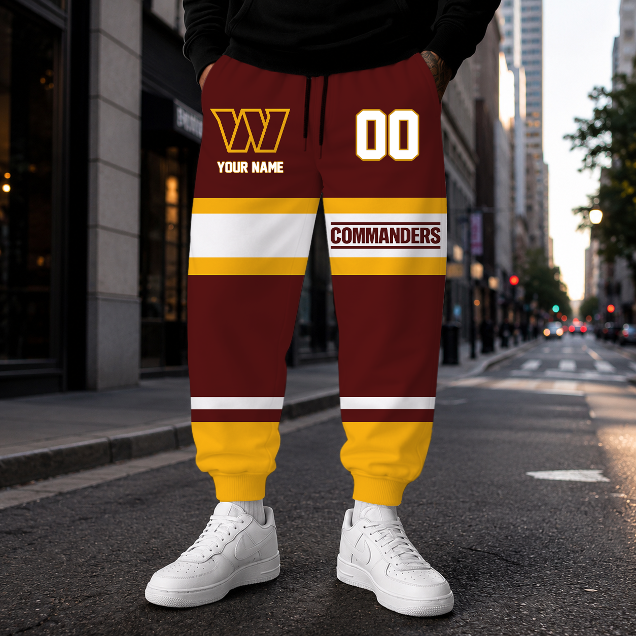 LIMITED EDITION - NEW CUSTOMIZED NFL12 WTC WASHINGTON COMMANDERS SWEATPANTS