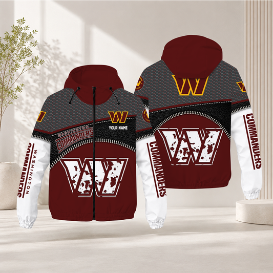 LIMITED EDITION - NEW CUSTOMIZED NFL12 WTC WASHINGTON COMMANDERS WINDBREAKER JACKET