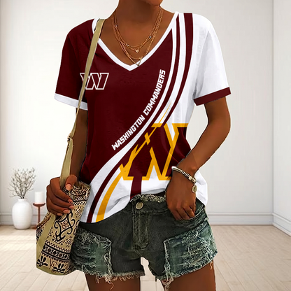SPECIAL EDITION - NEW CUSTOMIZED NFL12 WTC WASHINGTON COMMANDERS V-NECK FEMALE SHIRT