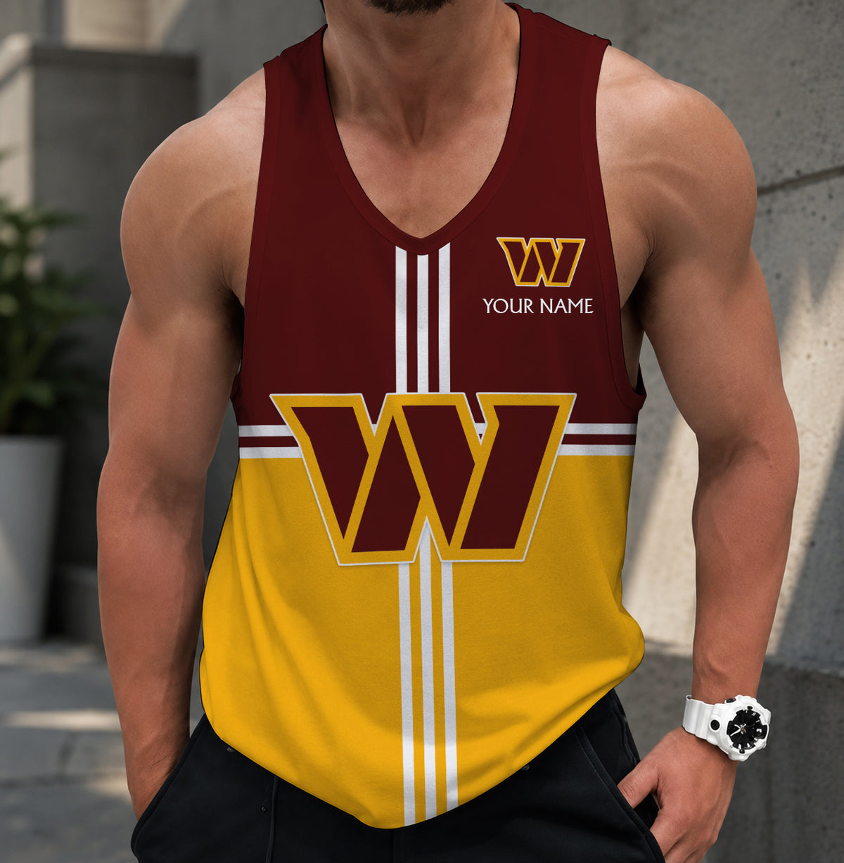 EXCLUSIVE EDITION - NEW CUSTOMIZED NFL12 WTC WASHINGTON COMMANDERS TANK TOP