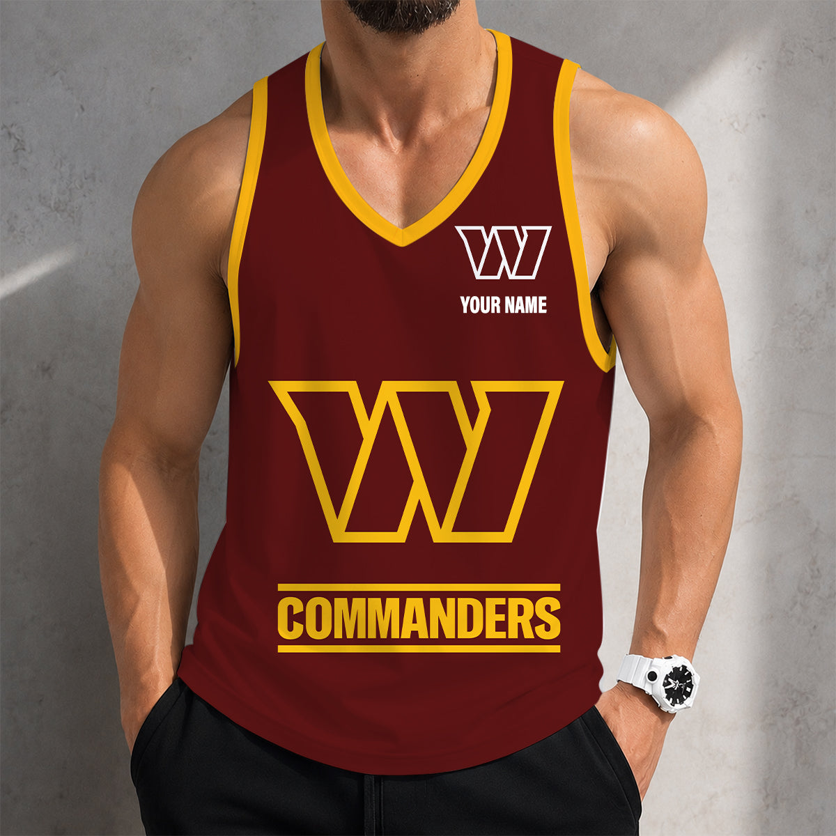 LIMITED EDITION - NEW CUSTOMIZED NFL12 WTC WASHINGTON COMMANDERS TANK TOP
