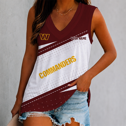 LIMITED EDITION - NEW CUSTOMIZED NFL12 WTC WASHINGTON COMMANDERS WOMEN'S V-NECK TANK TOP