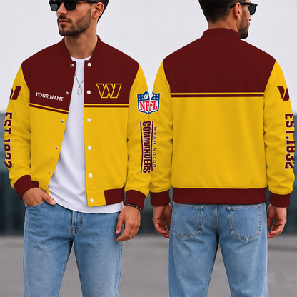 LIMITED EDITION - NEW CUSTOMIZED NFL12 WTC WASHINGTON COMMANDERS SATIN VARSITY & BASEBALL JACKET