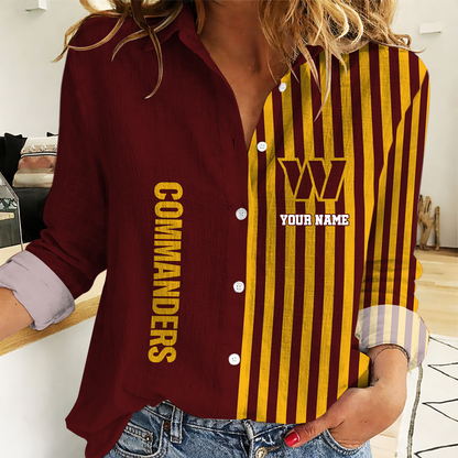 ELITE EDITION - NEW CUSTOMIZED NFL12 WTC WASHINGTON COMMANDERS WOMEN CASUAL SHIRT