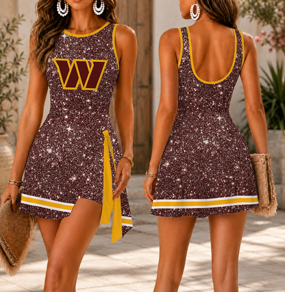 LIMITED EDITION - NEW CUSTOMIZED NFL12 WTC WASHINGTON COMMANDERS WOMEN'S SUMMER SKORT DRESS