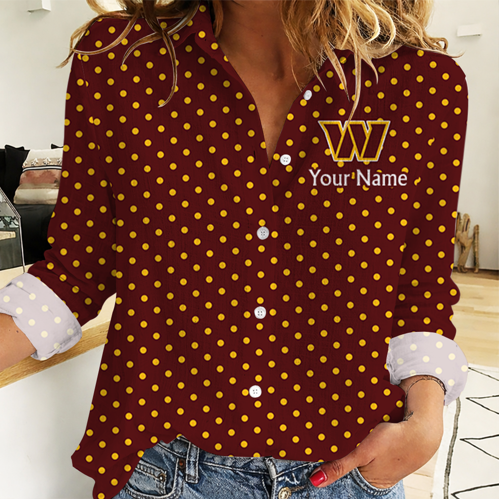 LIMITED EDITION - NEW CUSTOMIZED NFL12 WTC WASHINGTON COMMANDERS WOMEN CASUAL SHIRT
