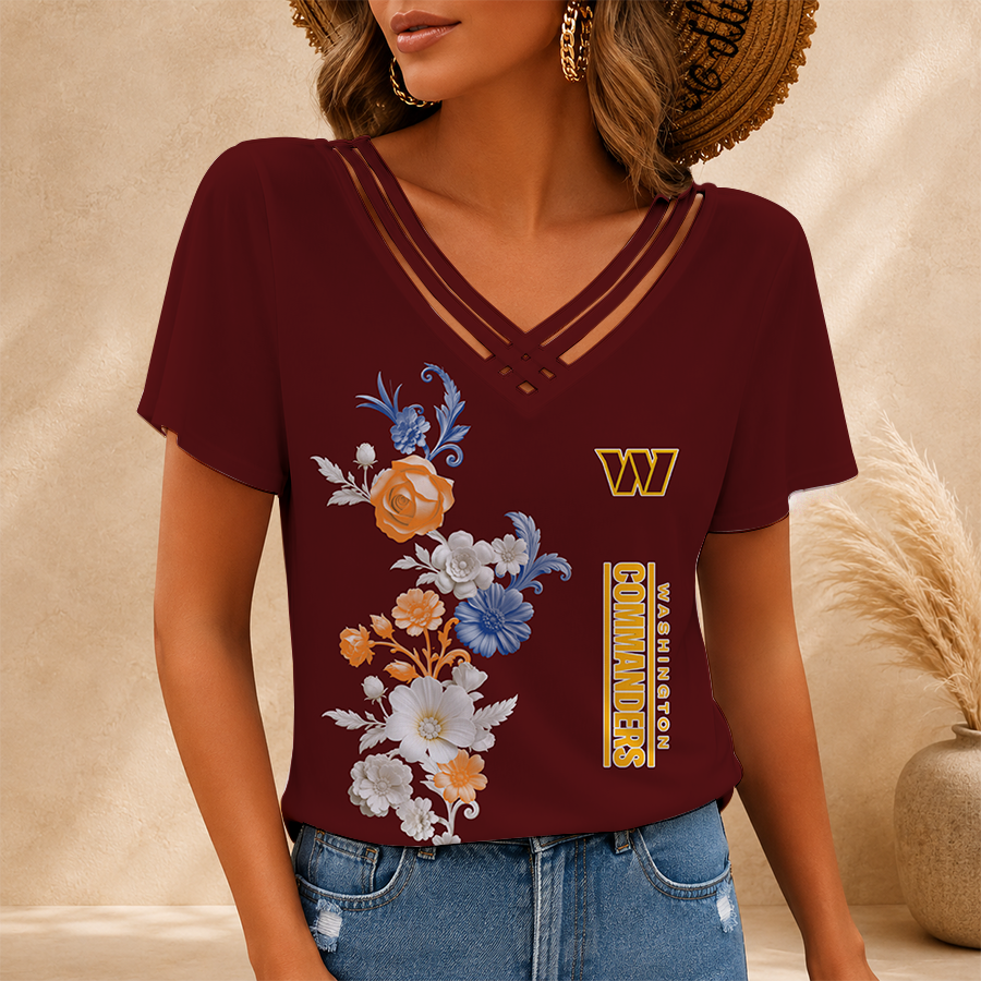 LIMITED EDITION - NEW CUSTOMIZED NFL12 WTC WASHINGTON COMMANDERS V-NECK SHIRT