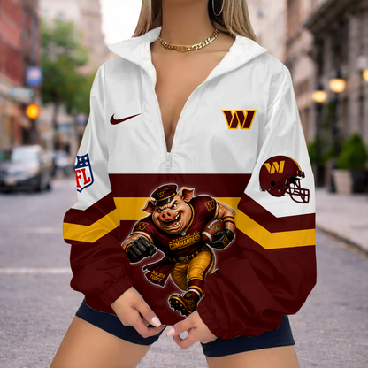 LIMITED EDITION - NEW CUSTOMIZED NFL12 WTC WASHINGTON COMMANDERS V-NECK ZIPPER SWEATSHIRT JACKET