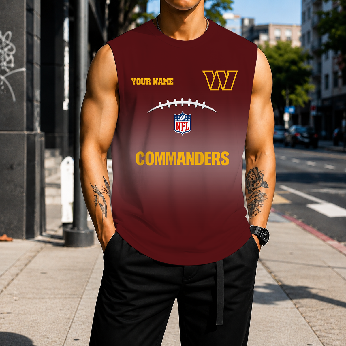LIMITED EDITION - NEW CUSTOMIZED NFL12 WTC WASHINGTON COMMANDERS MEN'S GYM SHIRT