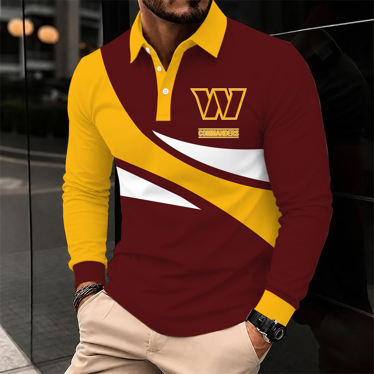 [SPECIAL OFFER] NEW CUSTOMIZED NFL12 WTC WASHINGTON COMMANDERS LONG SLEEVE POLO SHIRT