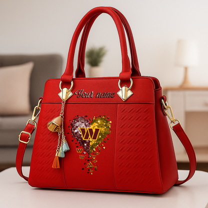 LIMITED EDITION - NEW CUSTOMIZED NFL12 WTC WASHINGTON COMMANDERS ZIP HANDBAG MULTICOLOR