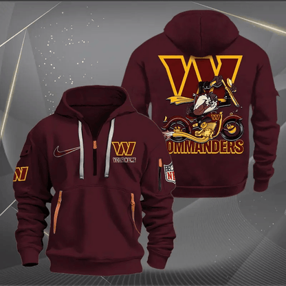 [SPECIAL OFFER] NEW CUSTOMIZED NFL12 WTC WASHINGTON COMMANDERS MUTICOLOR QUARTER ZIP HOODIE
