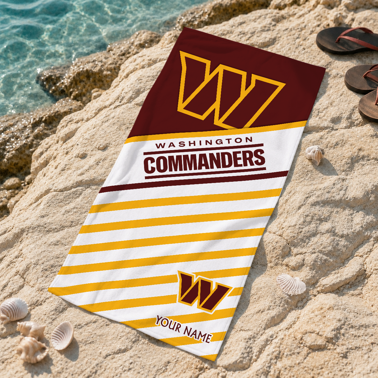 EXCLUSIVE EDITION - NEW CUSTOMIZED NFL12 WTC WASHINGTON COMMANDERS BEACH TOWEL