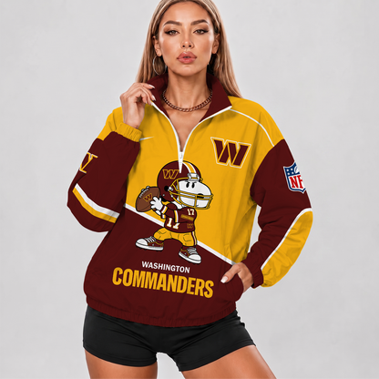 LIMITED EDITION - NEW CUSTOMIZED NFL12 WTC WASHINGTON COMMANDERS V-NECK ZIPPER SWEATSHIRT JACKET