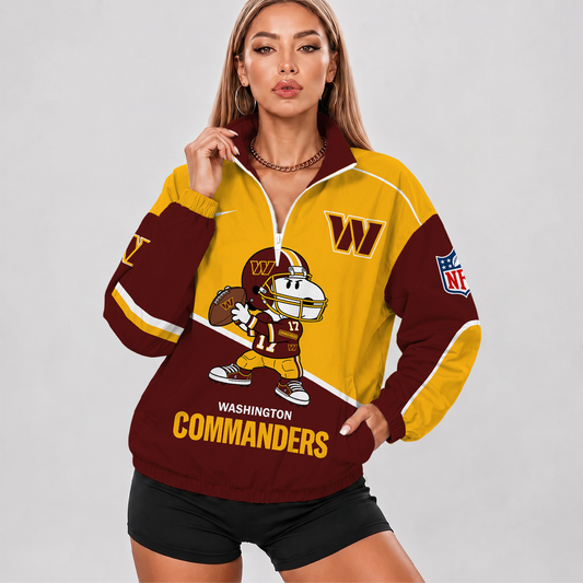LIMITED EDITION - NEW CUSTOMIZED NFL12 WTC WASHINGTON COMMANDERS V-NECK ZIPPER SWEATSHIRT JACKET