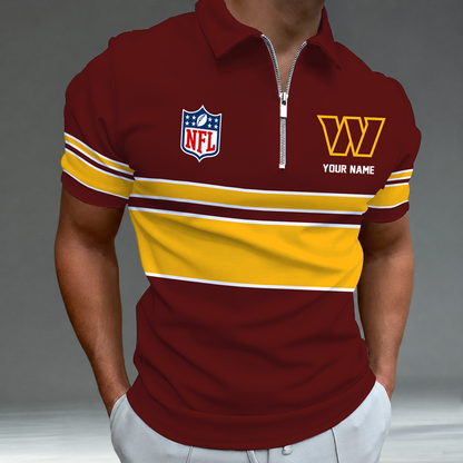 [SPECIAL OFFER] NEW CUSTOMIZED NFL12 WTC WASHINGTON COMMANDERS ZIP POLO SHIRT