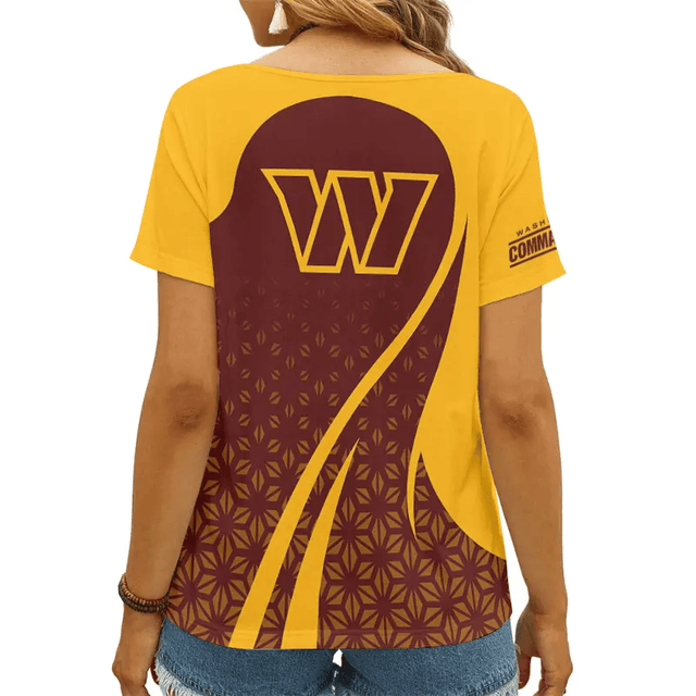 LIMITED EDITION - NEW CUSTOMIZED NFL12 WTC WASHINGTON COMMANDERS V-NECK FEMALE SHIRT