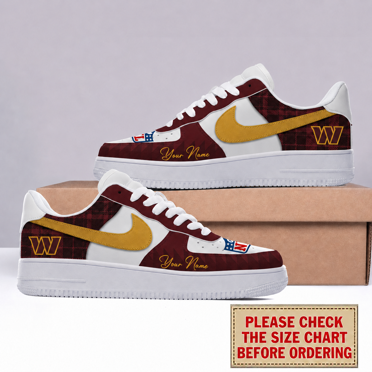 LIMITED EDITION - NEW CUSTOMIZED NFL12 WTC WASHINGTON COMMANDERS AF1 SHOES