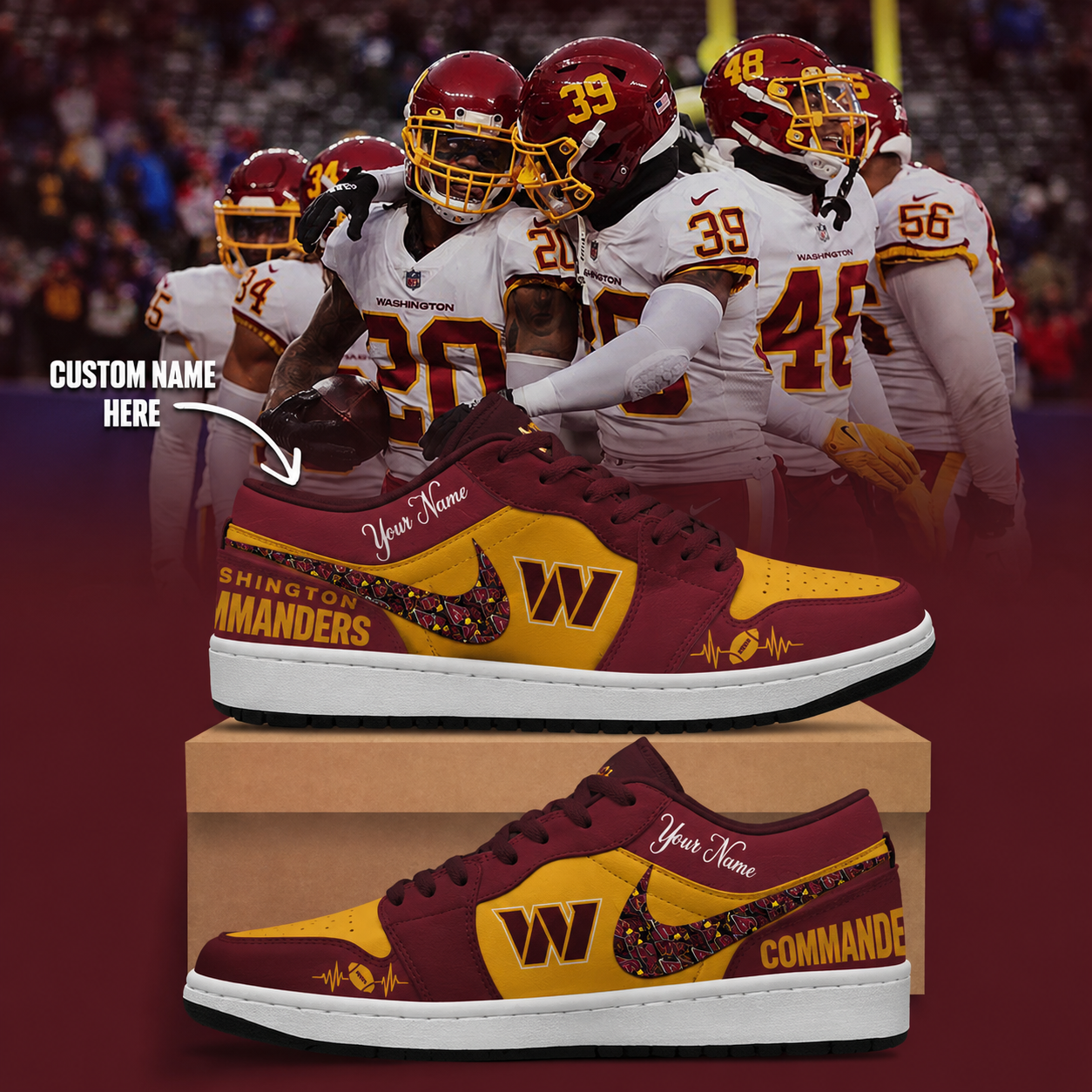 [SPECIAL OFFER] NEW CUSTOMIZED NFL12 WTC WASHINGTON COMMANDERS AIR JORDAN LOW SHOES