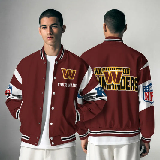 [HOT DEAL] NEW CUSTOMIZED NFL12 WTC WASHINGTON COMMANDERS SATIN VARSITY & BASEBALL JACKET