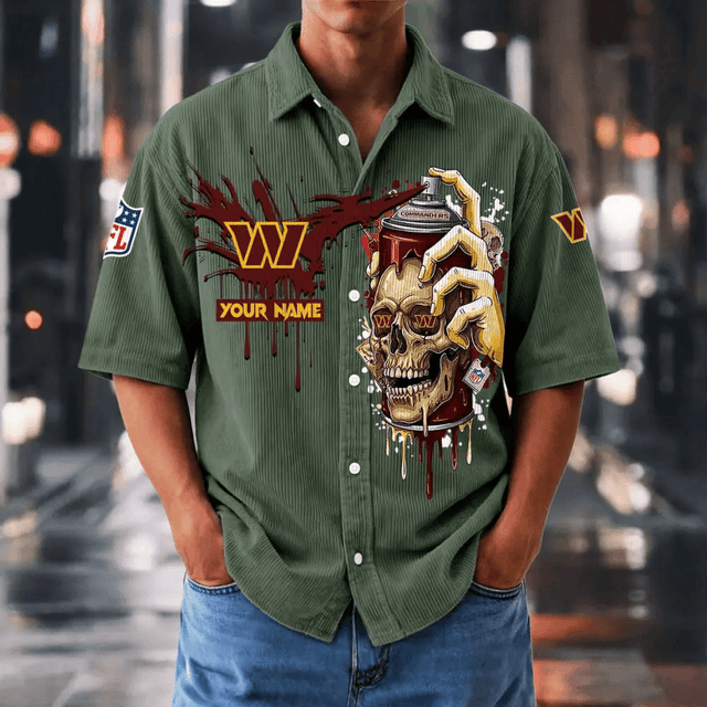 [SPECIAL OFFER] NEW CUSTOMIZED NFL12 WTC WASHINGTON COMMANDERS SEERSUCKER BUTTON SHIRT
