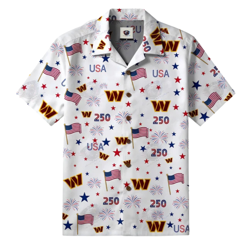LIMITED EDITION - NEW CUSTOMIZED NFL12 WTC WASHINGTON COMMANDERS PATRIOTIC 250 USA HAWAIIAN SHIRT