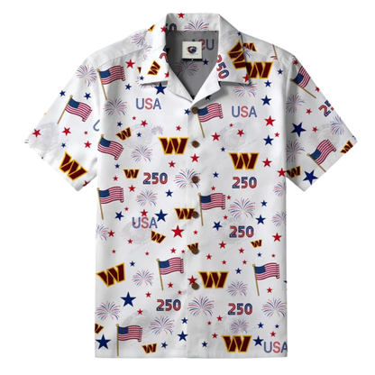 LIMITED EDITION - NEW CUSTOMIZED NFL12 WTC WASHINGTON COMMANDERS PATRIOTIC 250 USA HAWAIIAN SHIRT