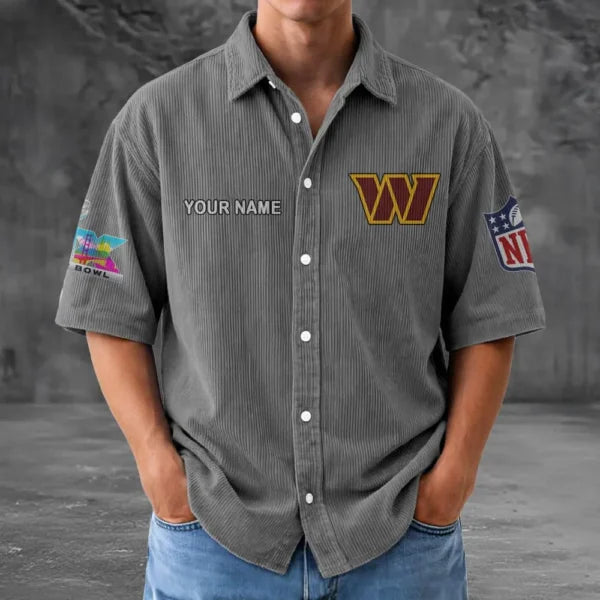 LIMITED EDITION - NEW CUSTOMIZED NFL12 WTC WASHINGTON COMMANDERS SEERSUCKER BUTTON SHIRT