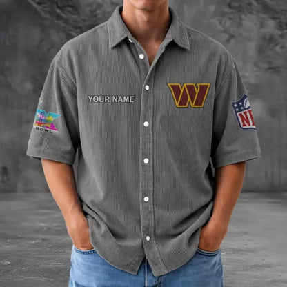 LIMITED EDITION - NEW CUSTOMIZED NFL12 WTC WASHINGTON COMMANDERS SEERSUCKER BUTTON SHIRT