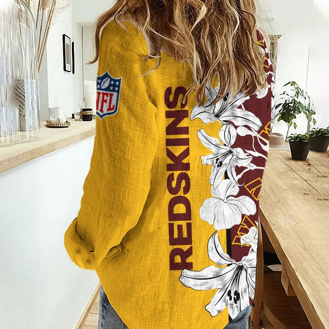 [SPECIAL OFFER] NEW CUSTOMIZED NFL12 WTC WASHINGTON COMMANDERS WOMEN CASUAL SHIRT FOR FAN