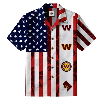 LIMITED EDITION - NEW CUSTOMIZED NFL12 WTC WASHINGTON COMMANDERS PATRIOTIC 250 USA HAWAIIAN SHIRT