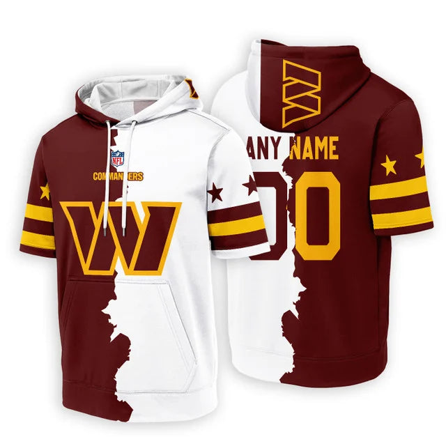 LIMITED EDITION - NEW CUSTOMIZED NFL12 WTC WASHINGTON COMMANDERS SHORT SLEEVE HOODIE T-SHIRT