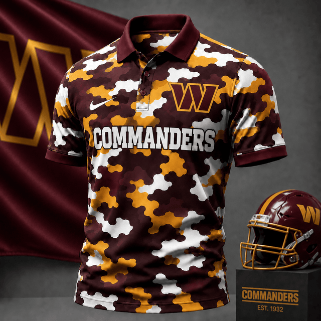 [SPECIAL OFFER] NEW CUSTOMIZED NFL12 WTC WASHINGTON COMMANDERS CAMO POLO SHIRT