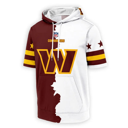 LIMITED EDITION - NEW CUSTOMIZED NFL12 WTC WASHINGTON COMMANDERS SHORT SLEEVE HOODIE T-SHIRT