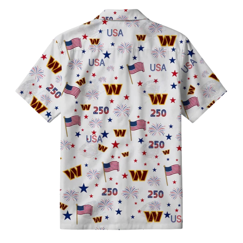 LIMITED EDITION - NEW CUSTOMIZED NFL12 WTC WASHINGTON COMMANDERS PATRIOTIC 250 USA HAWAIIAN SHIRT