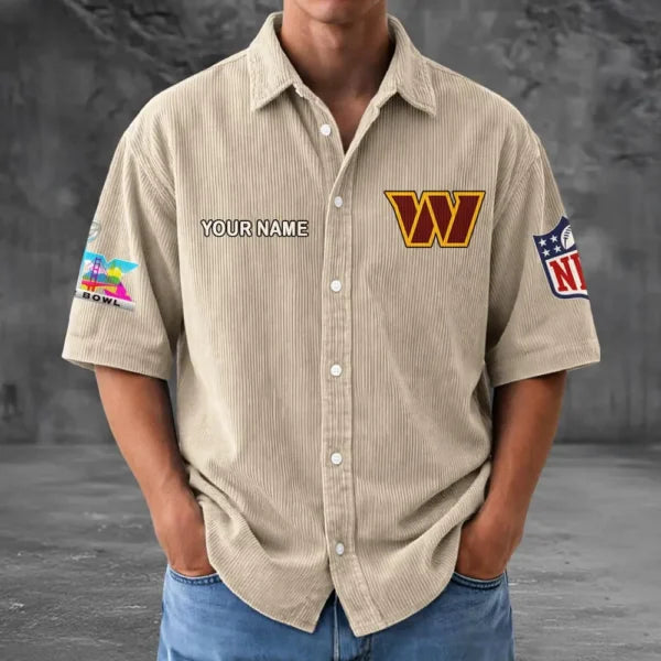 LIMITED EDITION - NEW CUSTOMIZED NFL12 WTC WASHINGTON COMMANDERS SEERSUCKER BUTTON SHIRT