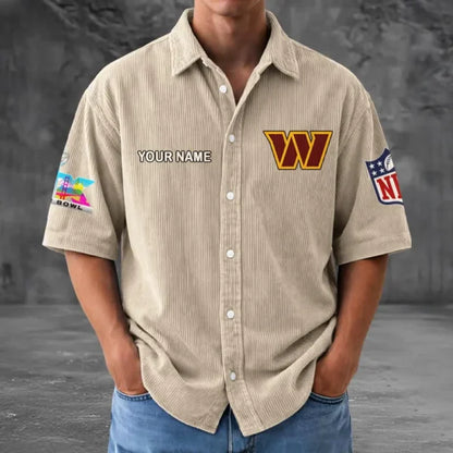 LIMITED EDITION - NEW CUSTOMIZED NFL12 WTC WASHINGTON COMMANDERS SEERSUCKER BUTTON SHIRT